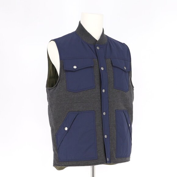 NWT L.L.BEAN Vintage Men's Quilted Utility Insulated Vest Navy Gray Size L - Picture 2 of 6